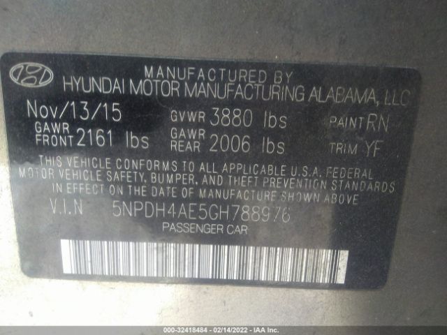 Photo 8 VIN: 5NPDH4AE5GH788976 - HYUNDAI ELANTRA 