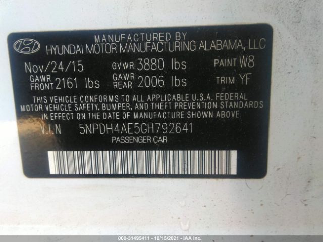 Photo 8 VIN: 5NPDH4AE5GH792641 - HYUNDAI ELANTRA 