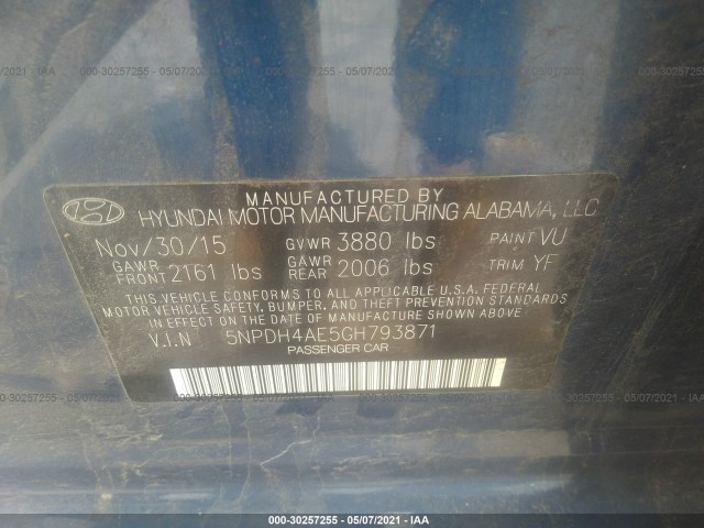 Photo 8 VIN: 5NPDH4AE5GH793871 - HYUNDAI ELANTRA 