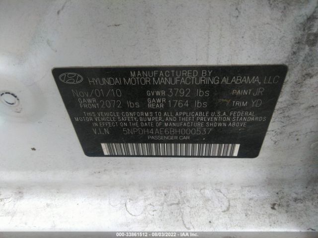 Photo 8 VIN: 5NPDH4AE6BH000537 - HYUNDAI ELANTRA 