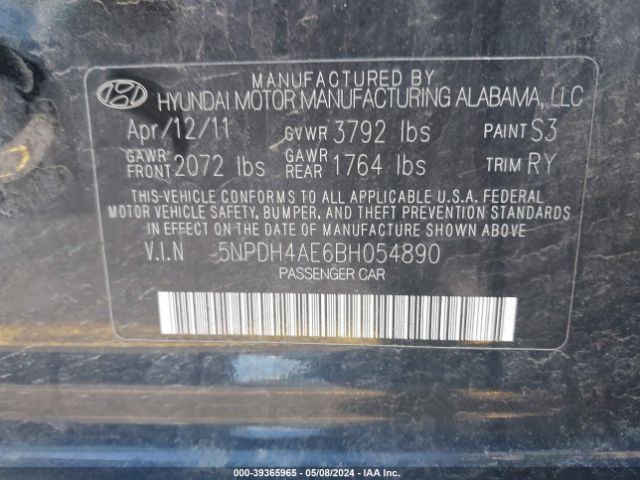 Photo 8 VIN: 5NPDH4AE6BH054890 - HYUNDAI ELANTRA 