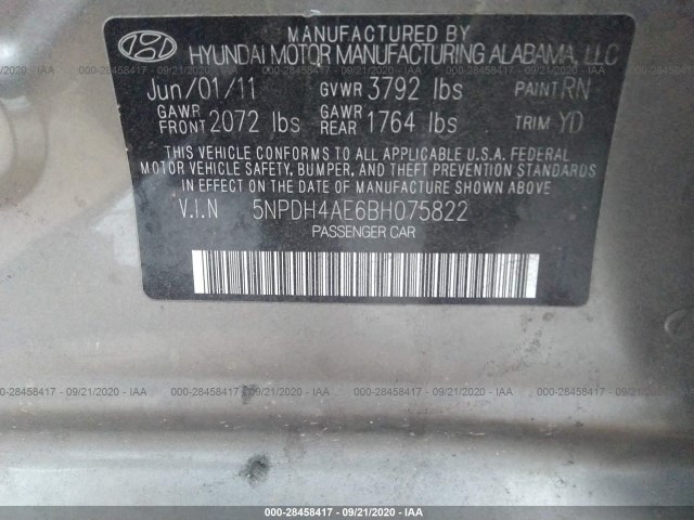 Photo 8 VIN: 5NPDH4AE6BH075822 - HYUNDAI ELANTRA 