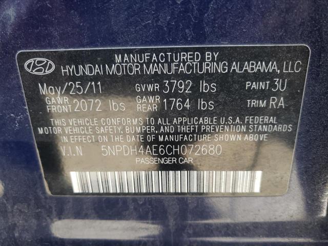 Photo 11 VIN: 5NPDH4AE6CH072680 - HYUNDAI ELANTRA GL 