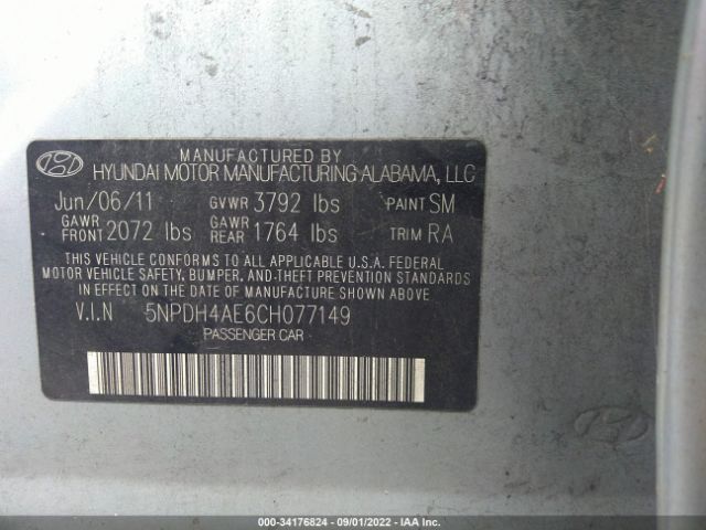 Photo 8 VIN: 5NPDH4AE6CH077149 - HYUNDAI ELANTRA 