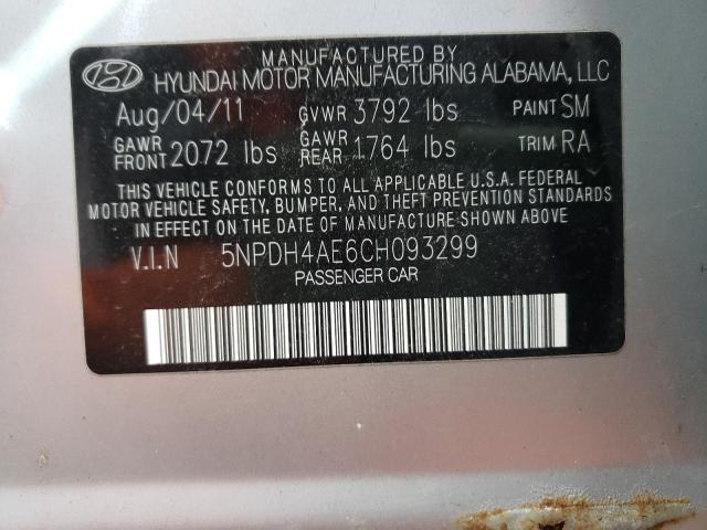 Photo 9 VIN: 5NPDH4AE6CH093299 - HYUNDAI ELANTRA GL 