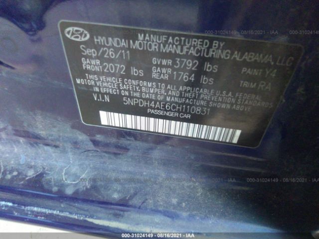 Photo 8 VIN: 5NPDH4AE6CH110831 - HYUNDAI ELANTRA 