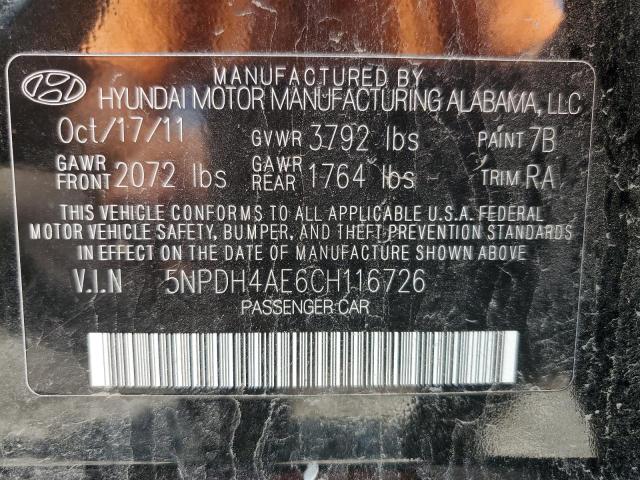 Photo 11 VIN: 5NPDH4AE6CH116726 - HYUNDAI ELANTRA 