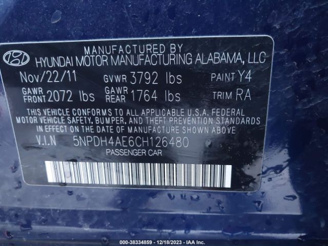 Photo 8 VIN: 5NPDH4AE6CH126480 - HYUNDAI ELANTRA 