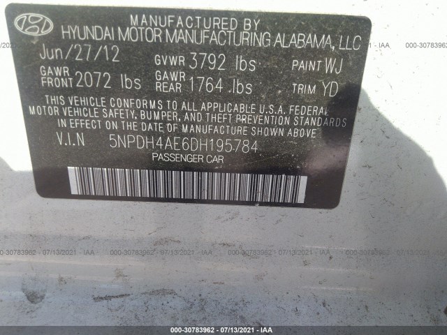 Photo 8 VIN: 5NPDH4AE6DH195784 - HYUNDAI ELANTRA 