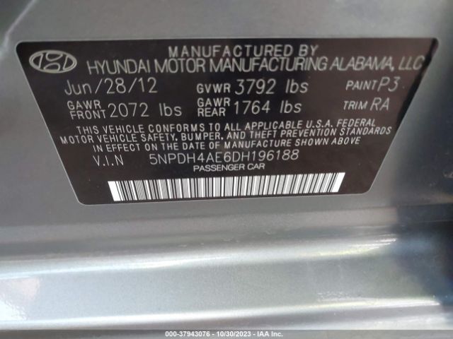 Photo 8 VIN: 5NPDH4AE6DH196188 - HYUNDAI ELANTRA 