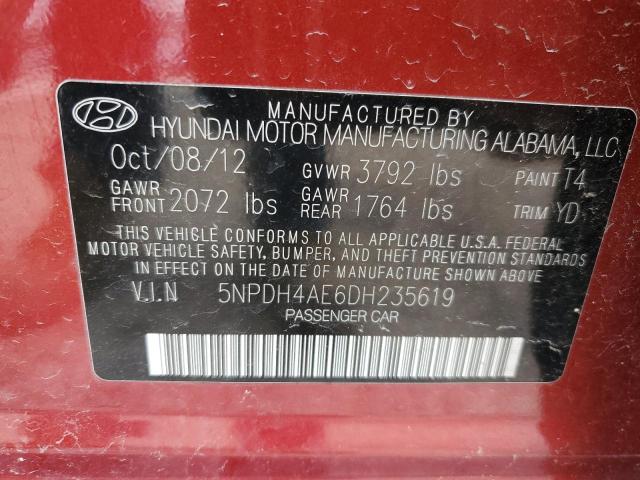 Photo 12 VIN: 5NPDH4AE6DH235619 - HYUNDAI ELANTRA 