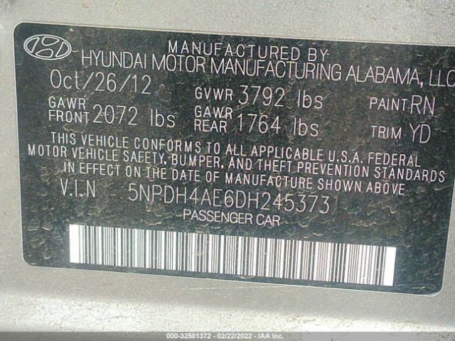 Photo 8 VIN: 5NPDH4AE6DH245373 - HYUNDAI ELANTRA 