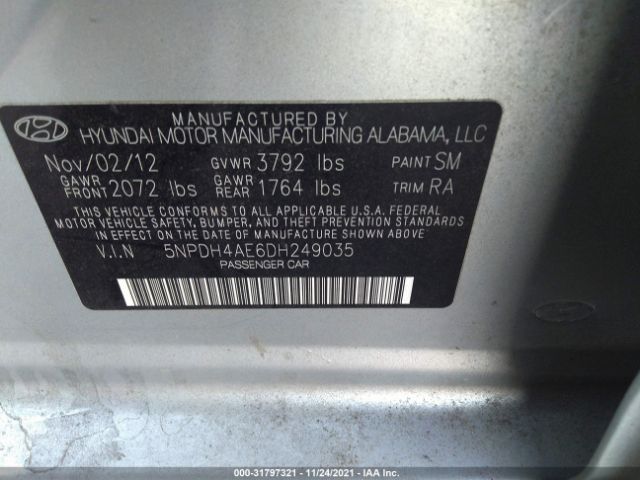 Photo 8 VIN: 5NPDH4AE6DH249035 - HYUNDAI ELANTRA 