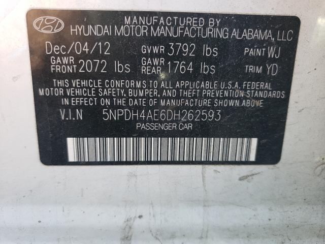 Photo 9 VIN: 5NPDH4AE6DH262593 - HYUNDAI ELANTRA GL 