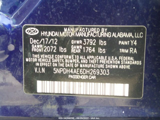 Photo 8 VIN: 5NPDH4AE6DH269303 - HYUNDAI ELANTRA 