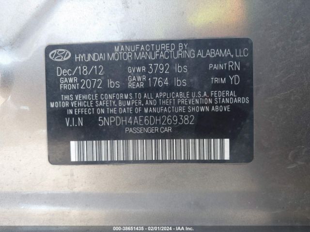 Photo 8 VIN: 5NPDH4AE6DH269382 - HYUNDAI ELANTRA 