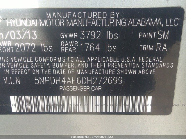 Photo 8 VIN: 5NPDH4AE6DH272699 - HYUNDAI ELANTRA 