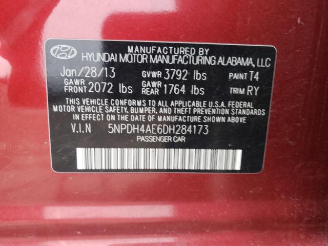 Photo 9 VIN: 5NPDH4AE6DH284173 - HYUNDAI ELANTRA GL 