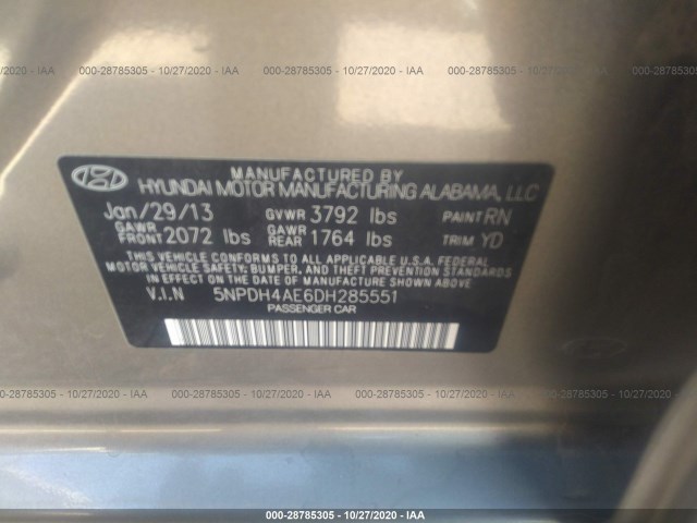 Photo 8 VIN: 5NPDH4AE6DH285551 - HYUNDAI ELANTRA 