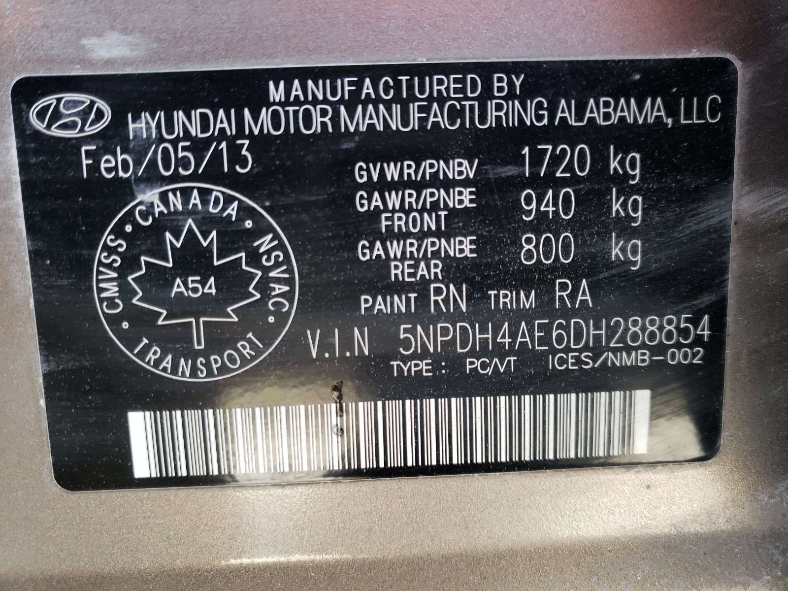 Photo 9 VIN: 5NPDH4AE6DH288854 - HYUNDAI ELANTRA GL 