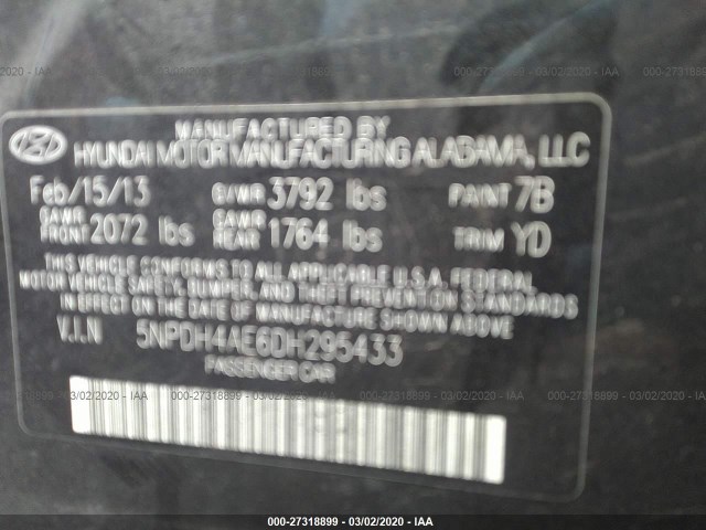 Photo 8 VIN: 5NPDH4AE6DH295433 - HYUNDAI ELANTRA 