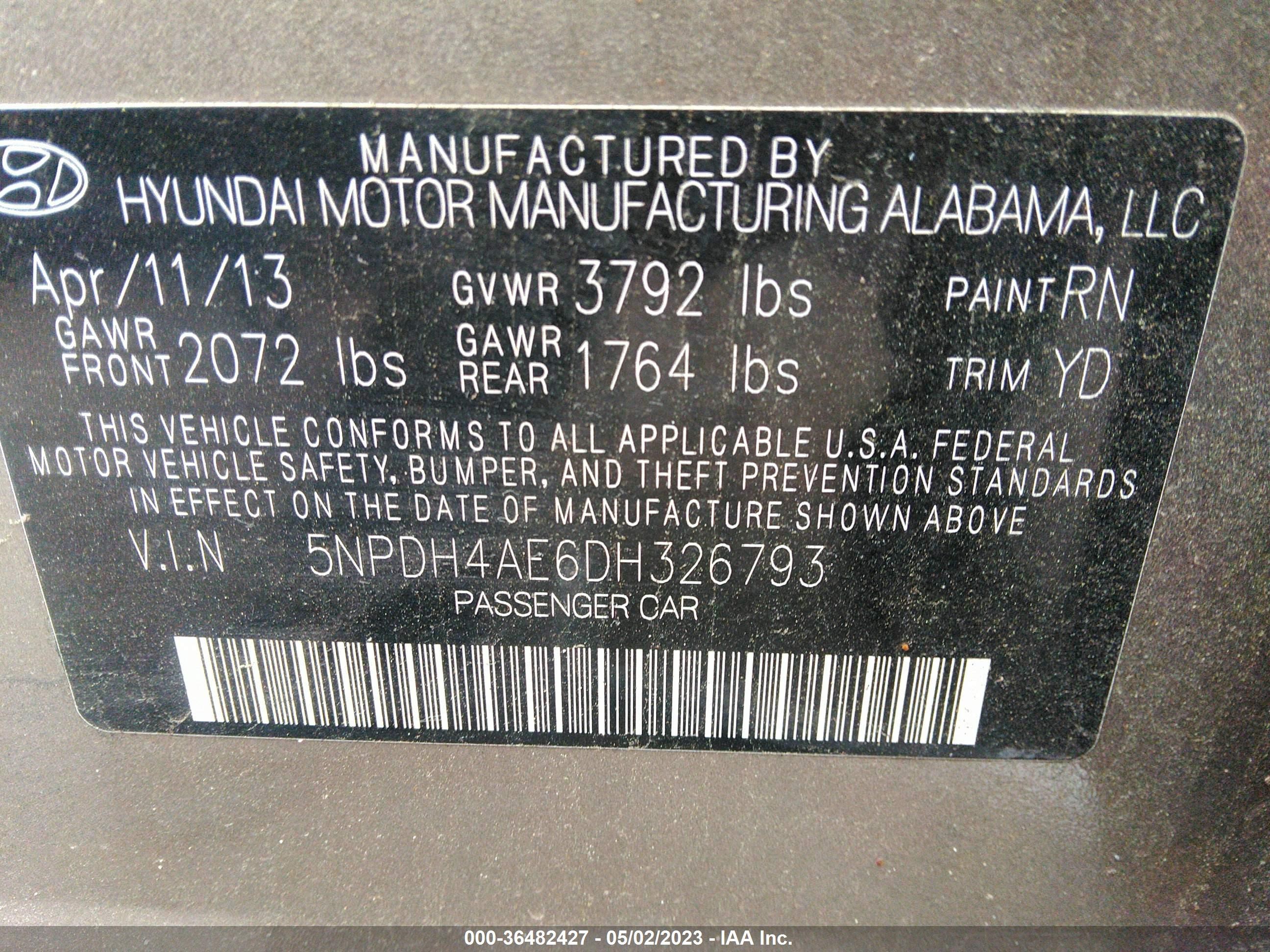 Photo 8 VIN: 5NPDH4AE6DH326793 - HYUNDAI ELANTRA 