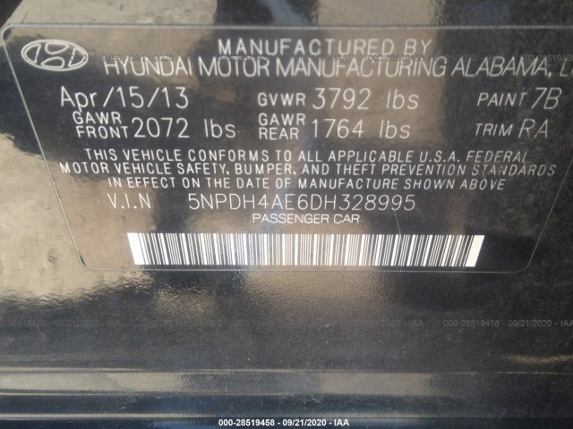 Photo 8 VIN: 5NPDH4AE6DH328995 - HYUNDAI ELANTRA 