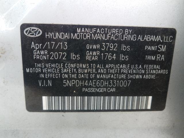 Photo 9 VIN: 5NPDH4AE6DH331007 - HYUNDAI ELANTRA GL 