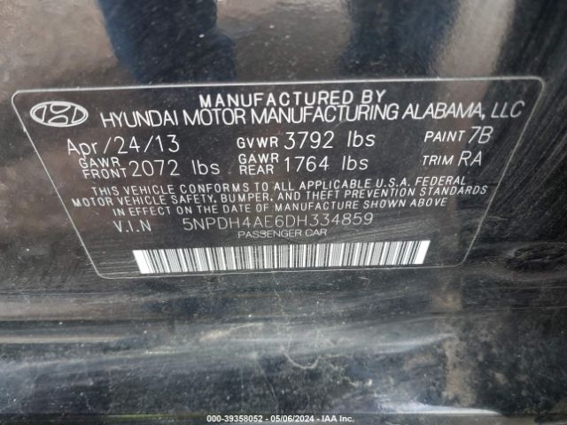 Photo 8 VIN: 5NPDH4AE6DH334859 - HYUNDAI ELANTRA 