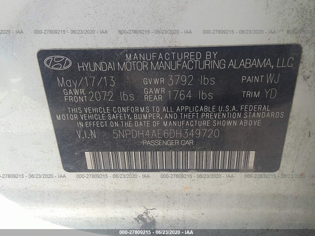 Photo 8 VIN: 5NPDH4AE6DH349720 - HYUNDAI ELANTRA 