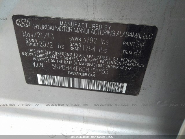 Photo 8 VIN: 5NPDH4AE6DH351855 - HYUNDAI ELANTRA 