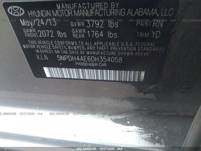 Photo 8 VIN: 5NPDH4AE6DH354058 - HYUNDAI ELANTRA 