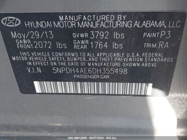 Photo 8 VIN: 5NPDH4AE6DH355498 - HYUNDAI ELANTRA 