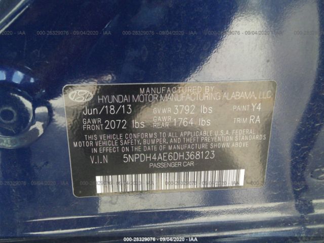 Photo 8 VIN: 5NPDH4AE6DH368123 - HYUNDAI ELANTRA 