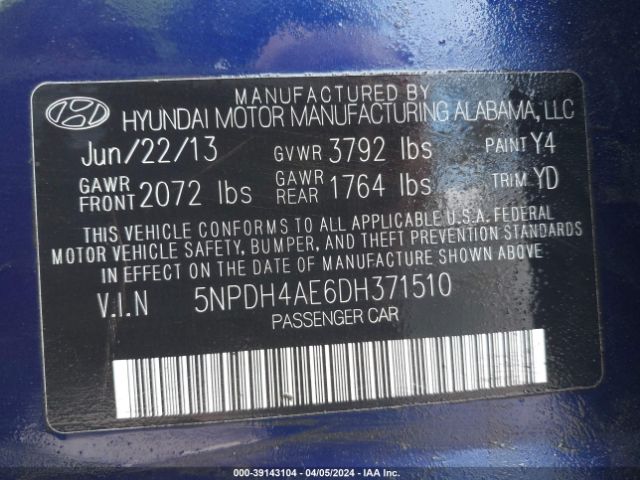 Photo 8 VIN: 5NPDH4AE6DH371510 - HYUNDAI ELANTRA 