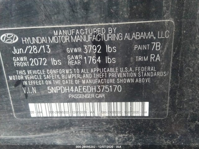 Photo 8 VIN: 5NPDH4AE6DH375170 - HYUNDAI ELANTRA 