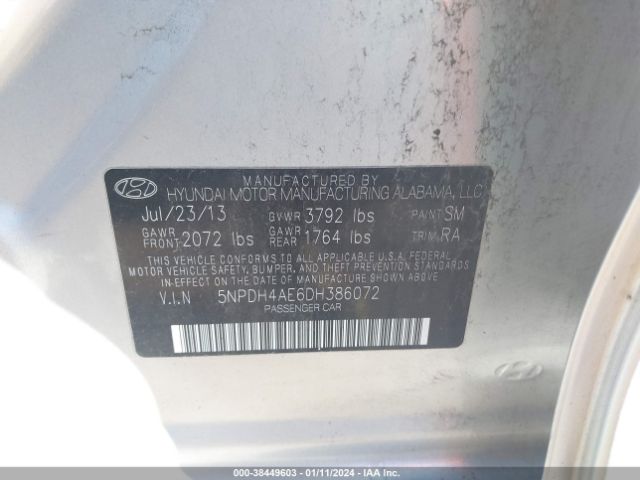 Photo 8 VIN: 5NPDH4AE6DH386072 - HYUNDAI ELANTRA 