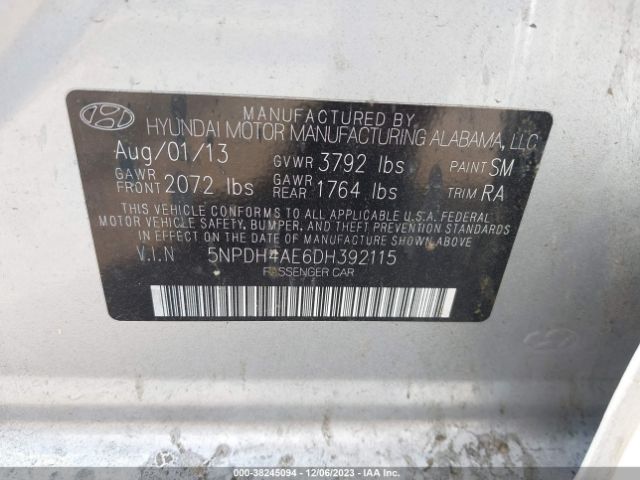 Photo 8 VIN: 5NPDH4AE6DH392115 - HYUNDAI ELANTRA 