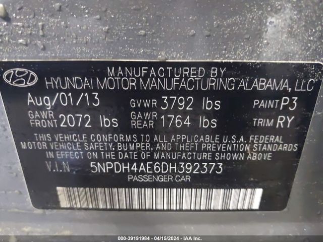 Photo 8 VIN: 5NPDH4AE6DH392373 - HYUNDAI ELANTRA 