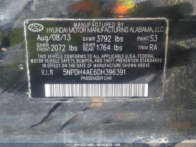 Photo 8 VIN: 5NPDH4AE6DH396391 - HYUNDAI ELANTRA 