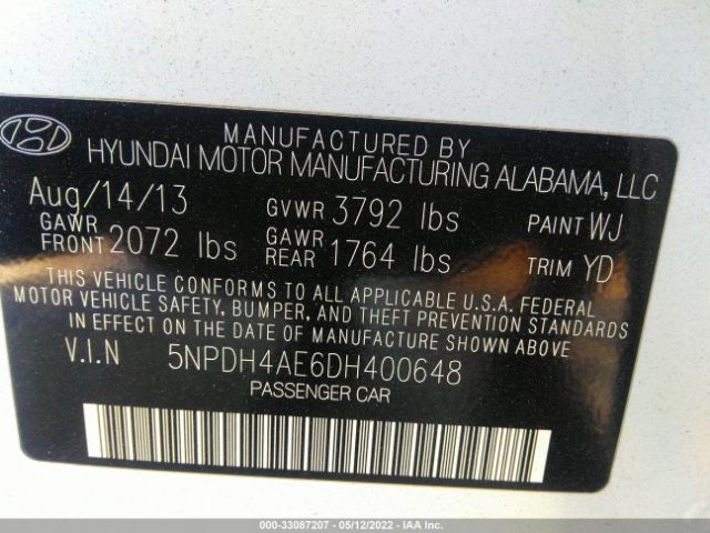 Photo 8 VIN: 5NPDH4AE6DH400648 - HYUNDAI ELANTRA 