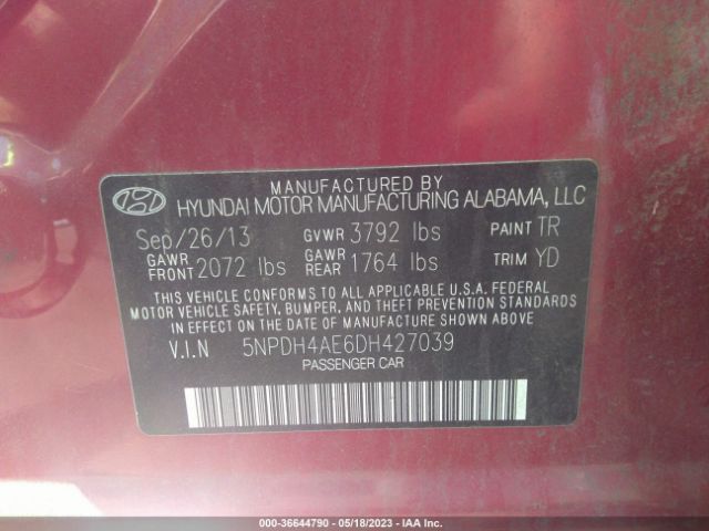 Photo 8 VIN: 5NPDH4AE6DH427039 - HYUNDAI ELANTRA 