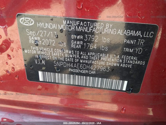 Photo 8 VIN: 5NPDH4AE6DH427963 - HYUNDAI ELANTRA 