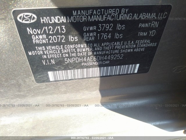 Photo 8 VIN: 5NPDH4AE6DH449252 - HYUNDAI ELANTRA 