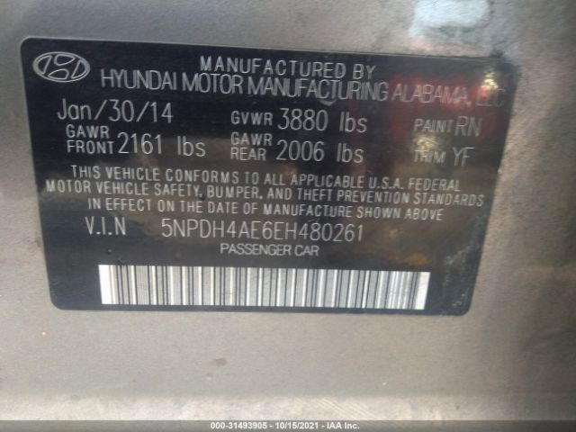 Photo 8 VIN: 5NPDH4AE6EH480261 - HYUNDAI ELANTRA 