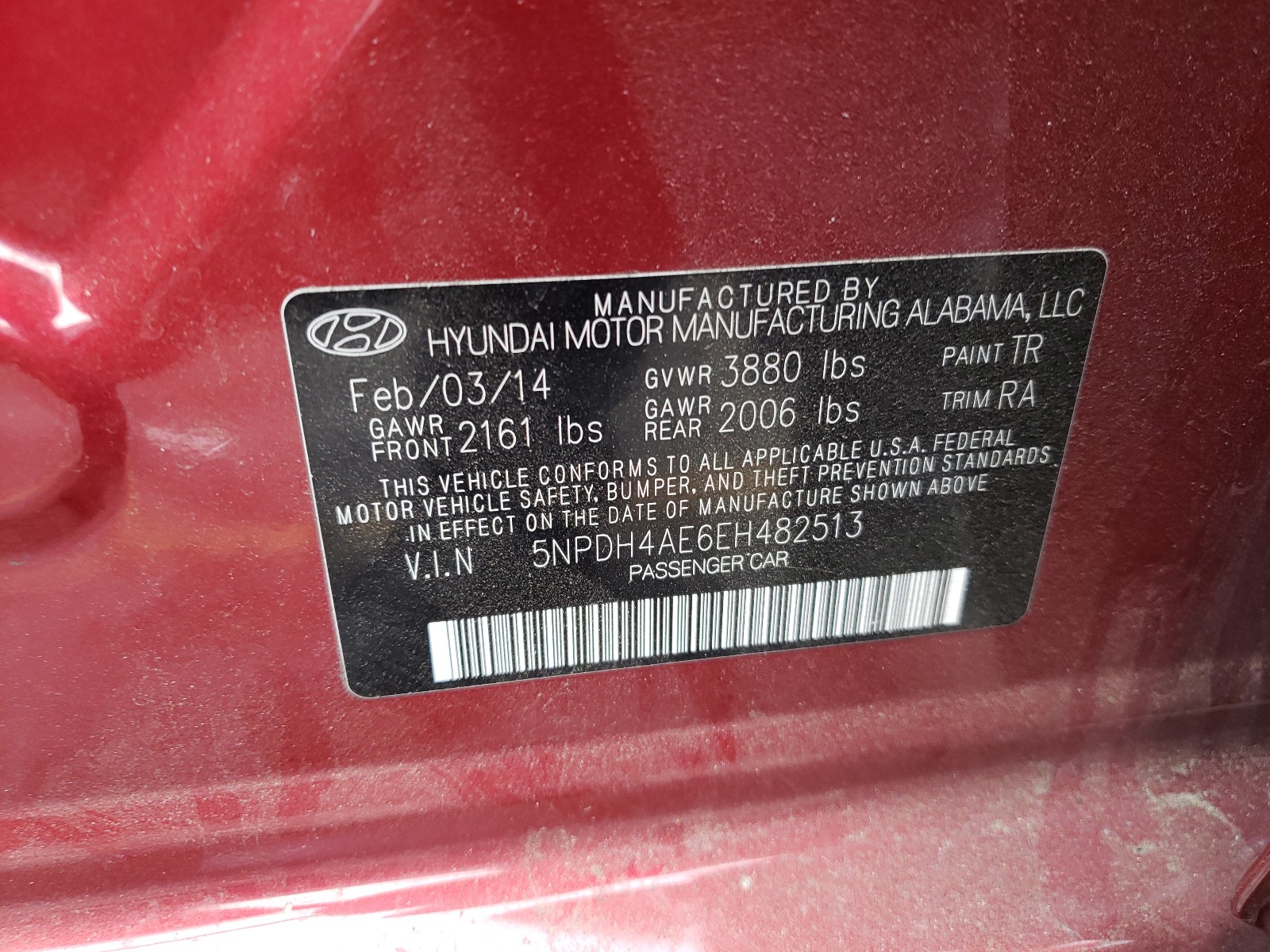 Photo 9 VIN: 5NPDH4AE6EH482513 - HYUNDAI ELANTRA SE 