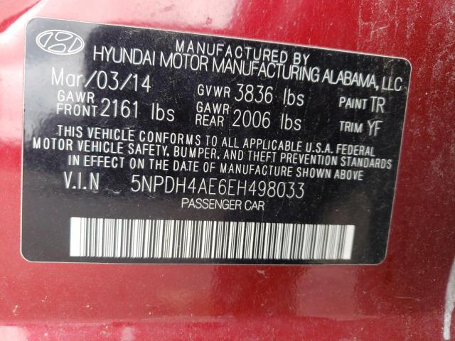 Photo 11 VIN: 5NPDH4AE6EH498033 - HYUNDAI ELANTRA 