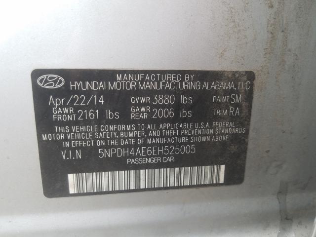 Photo 9 VIN: 5NPDH4AE6EH525005 - HYUNDAI ELANTRA SE 