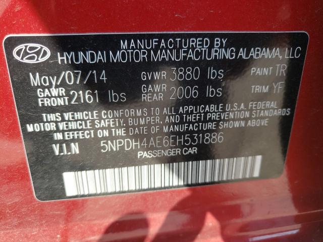 Photo 9 VIN: 5NPDH4AE6EH531886 - HYUNDAI ELANTRA SE 