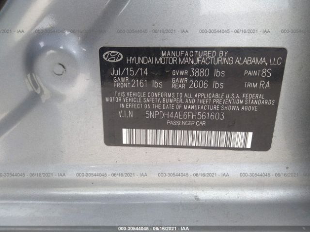 Photo 8 VIN: 5NPDH4AE6FH561603 - HYUNDAI ELANTRA 